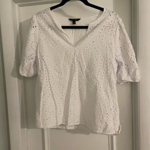 Banana Republic White Eyelet Short Sleeve